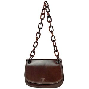 Prada logo chain Shoulder Bag Hobo leather brown
